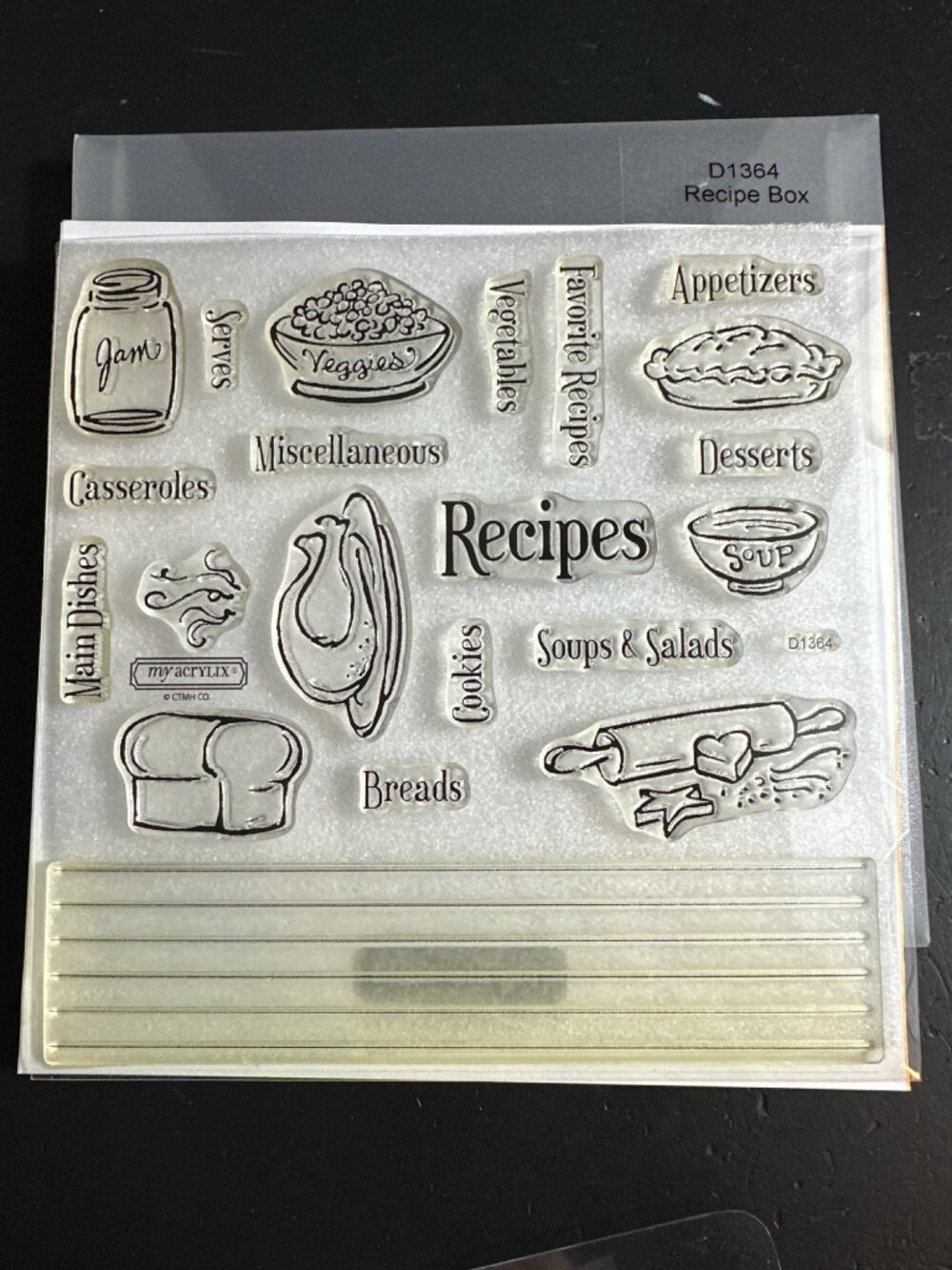 CTMH D1364 Recipe Box Cling Stamps for Making Recipe Cards